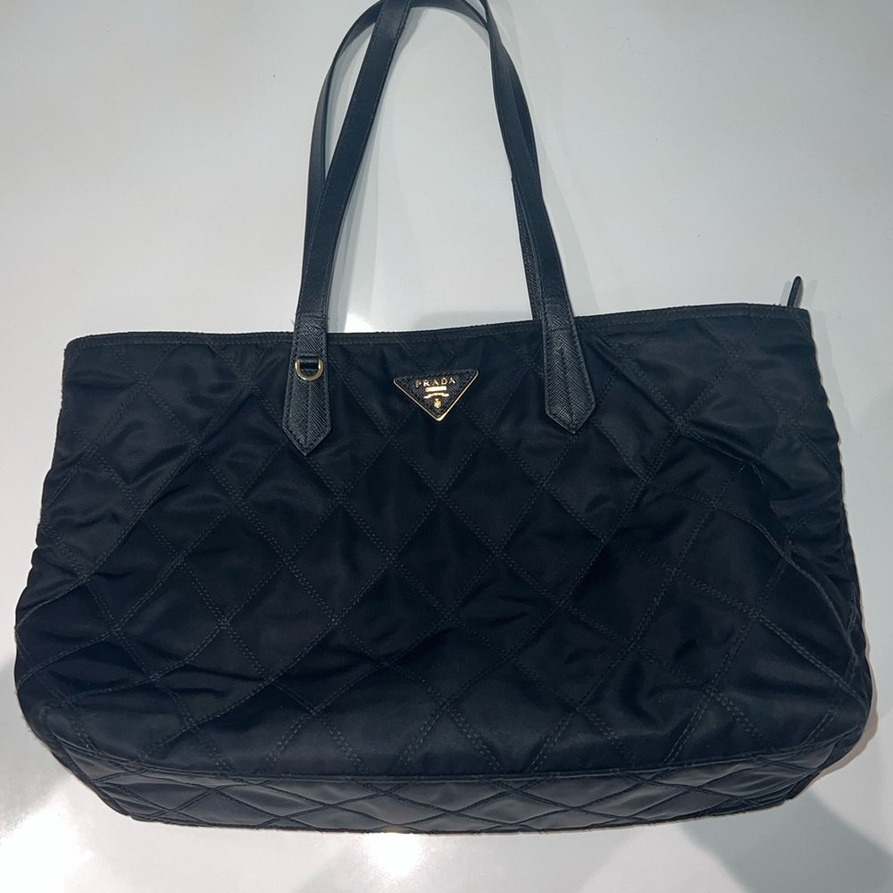 Prada Black Tessuto Impuntu Tote Bag 👛💎